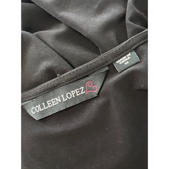 Colleen Lopez Side Shirred Surplice Dress Size 1X Rhinestone Black Elegant Party - Picture 2 of 7